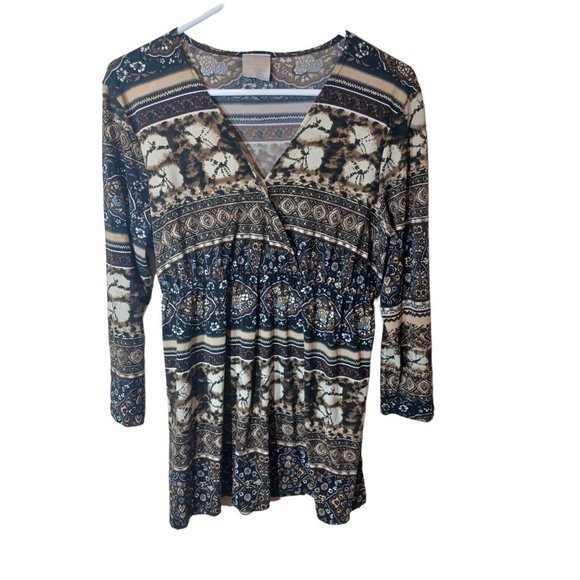 Women's Tailor By‎ B Moss Brown dressy top/blouse no size tag measures M/L - Picture 3 of 16